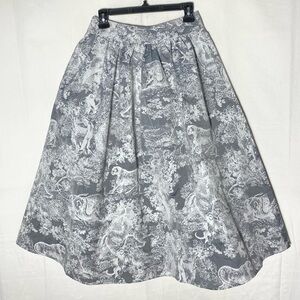 Zheng Wei Wei Grey White Jungle Print A Line Skirt Wearable Art L NWT